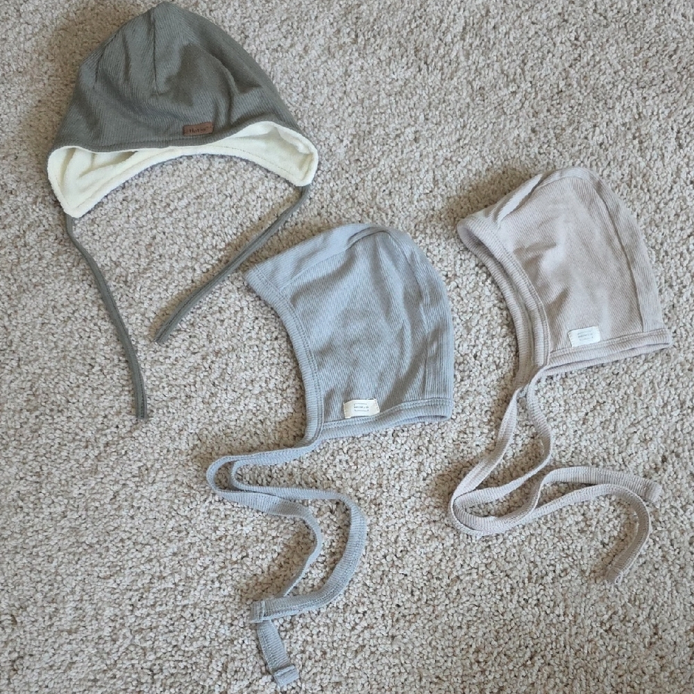 Cozy Kids' Bonnet Set - Gray, Cream, Tan